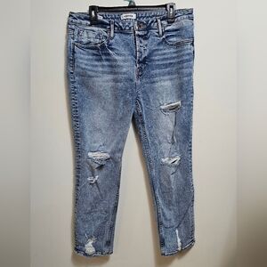 Vigoss Frankie Slim Straight Cropped‎ Distressed Jeans